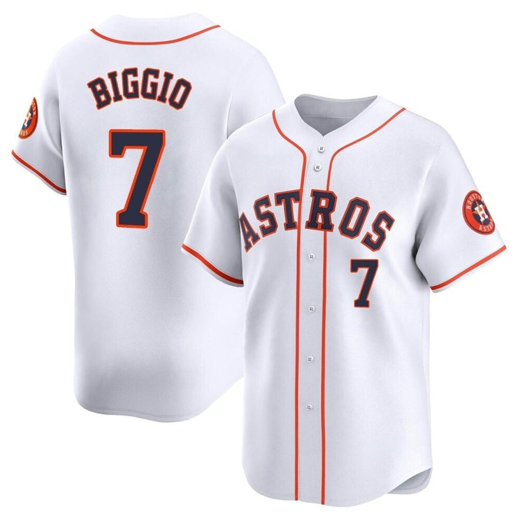 Silnrao H.Astros #7 Craig Biggio Player White Home Limited Stitched Jerseys