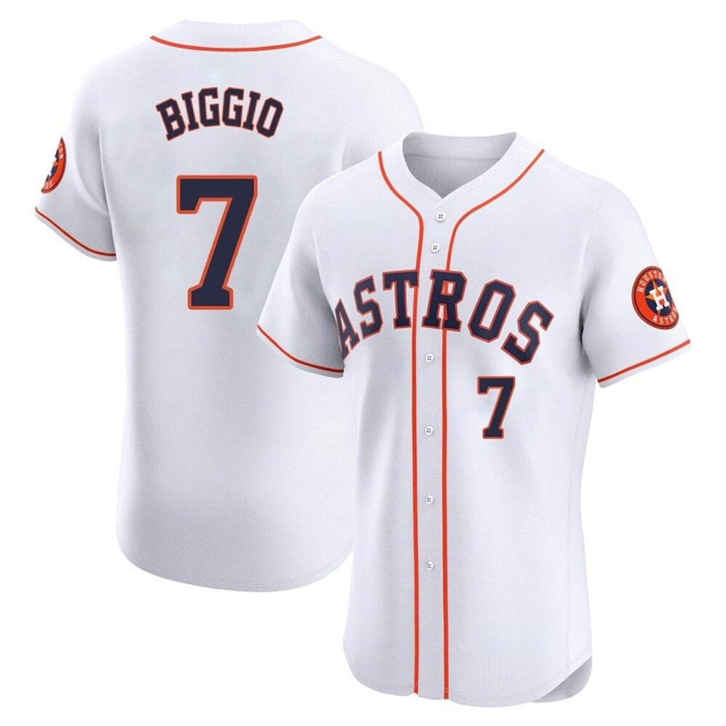 Silnrao H.Astros #7 Craig Biggio Player White Limited Elite Home Stitched Jerseys