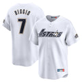 Silnrao H.Astros #7 Craig Biggio Player White Throwback Cooperstown Collection Limited Stitched Jerseys