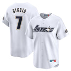 Silnrao H.Astros #7 Craig Biggio Player White Throwback Cooperstown Collection Limited Stitched Jerseys