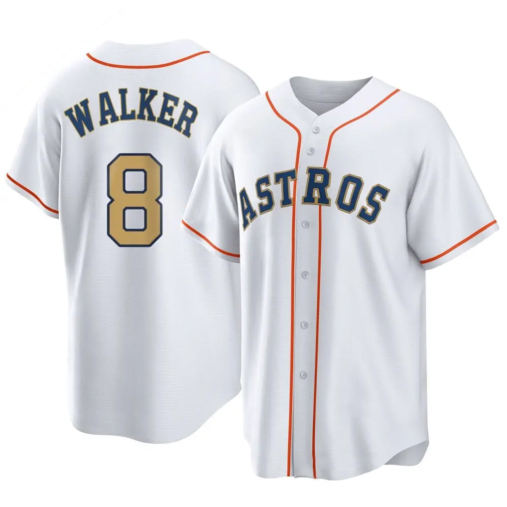 Silnrao H.Astros #8 Christian Walker Player Gold Collection Game Home Stitched Jerseys