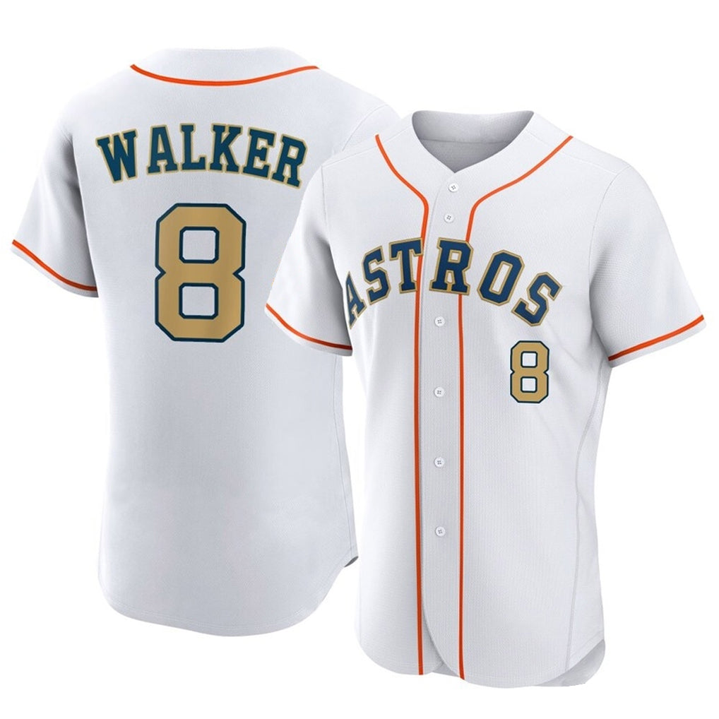 Silnrao H.Astros #8 Christian Walker Player Gold Collection Limited Elite Home Stitched Jerseys