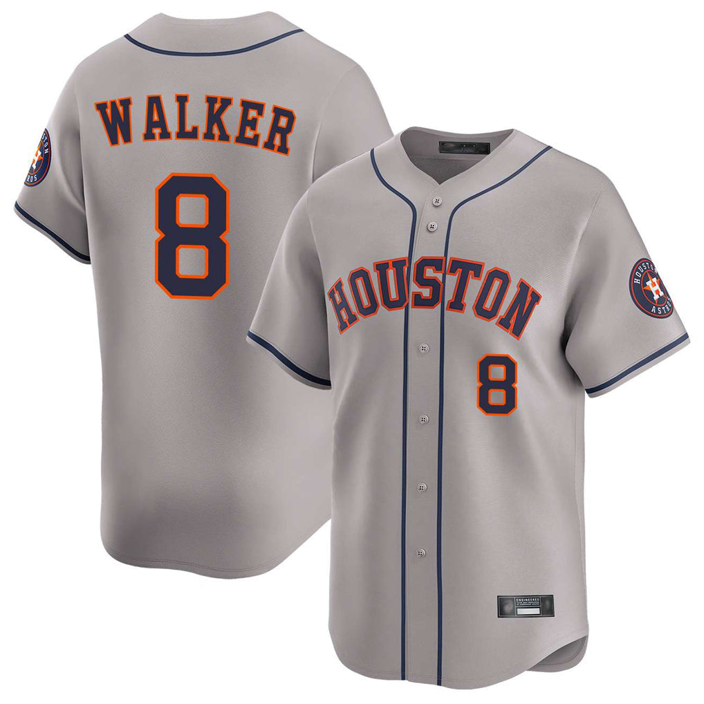 Silnrao H.Astros #8 Christian Walker Player Gray Home Limited Stitched Jerseys
