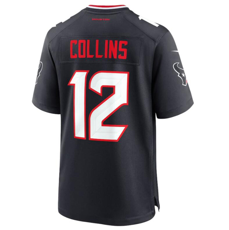 Silnrao H.Texans #12 Nico Collins Navy Game Jersey American Stitched Jerseys