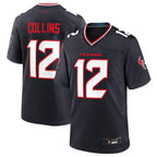 Silnrao H.Texans #12 Nico Collins Navy Game Jersey American Stitched Jerseys