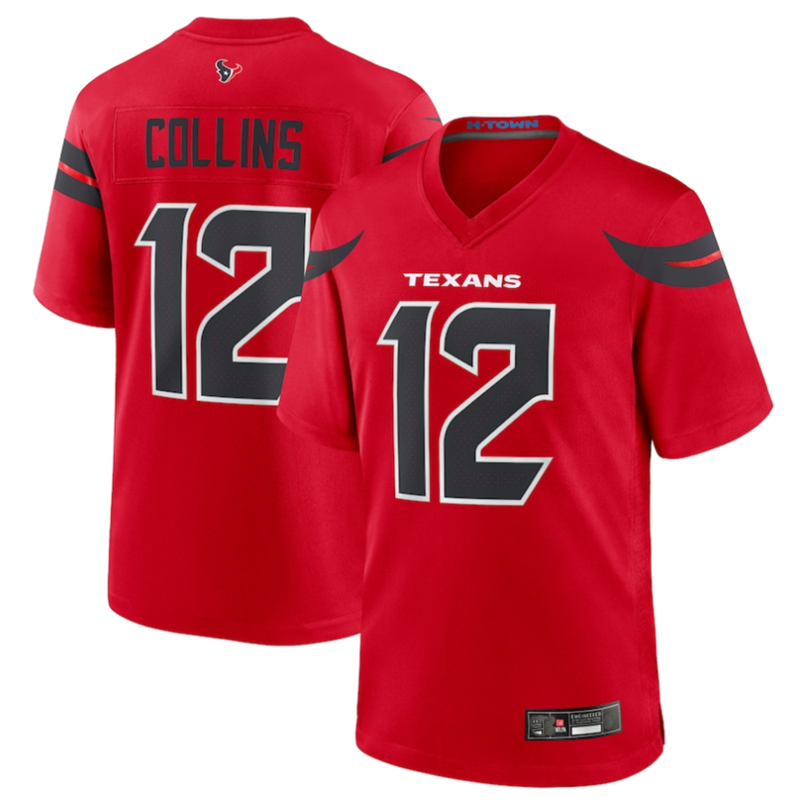 Silnrao H.Texans #12 Nico Collins Player Red Game Stitched Jerseys