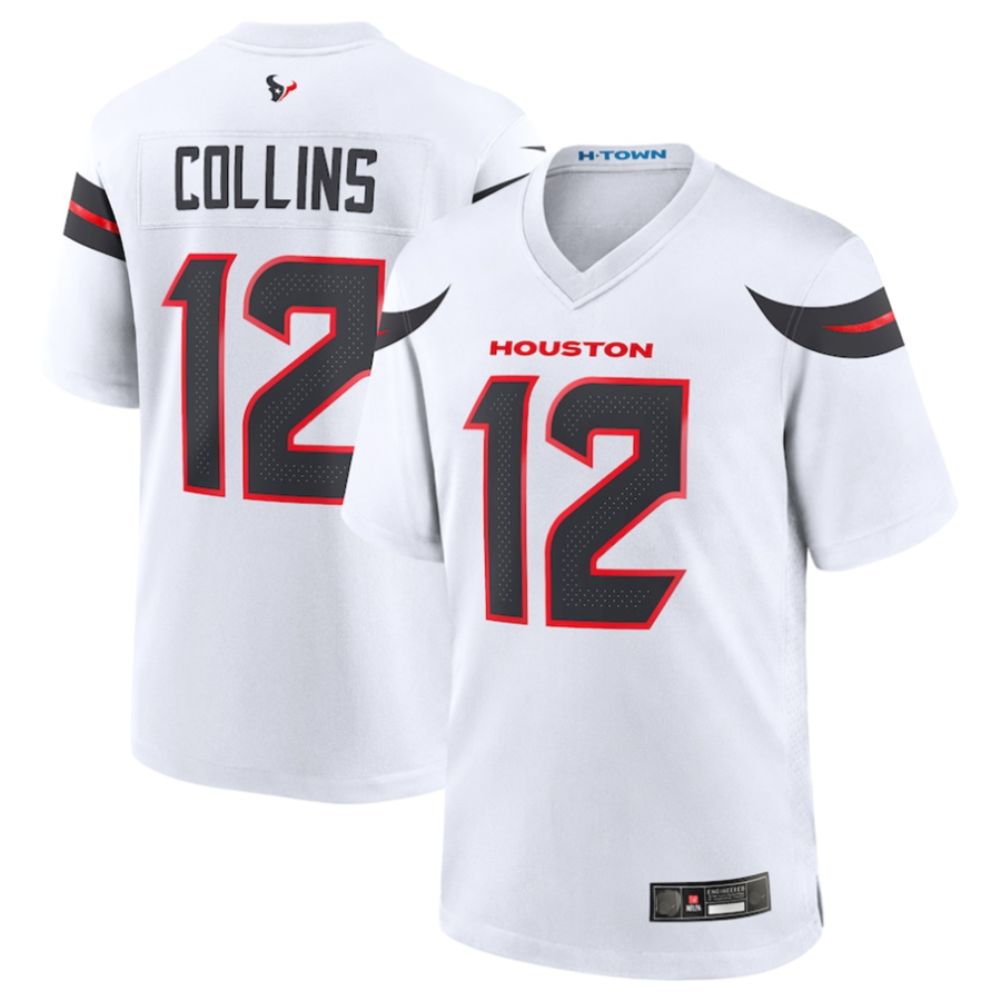 Silnrao H.Texans #12 Nico Collins Player White Game Stitched Jerseys