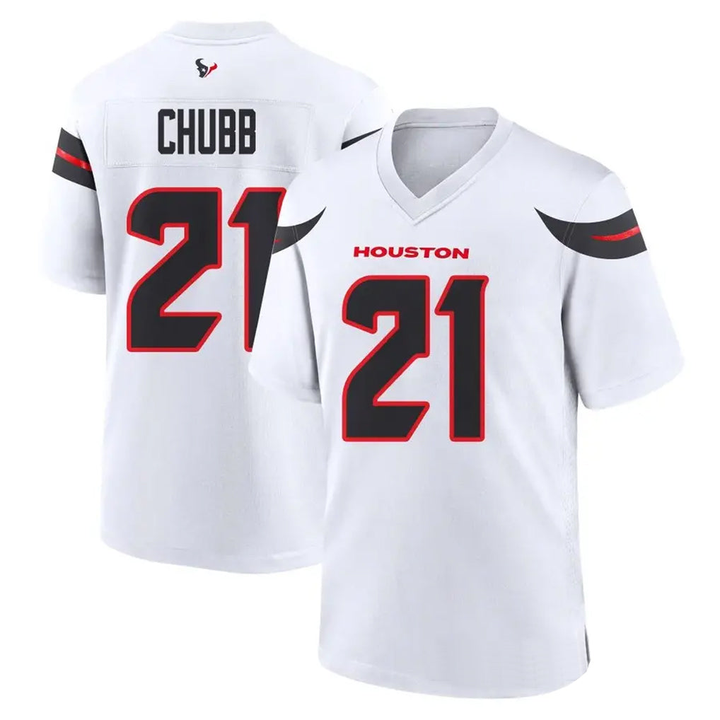 Silnrao H.Texans #21 Nick Chubb Player White Home Game Stitched Jerseys