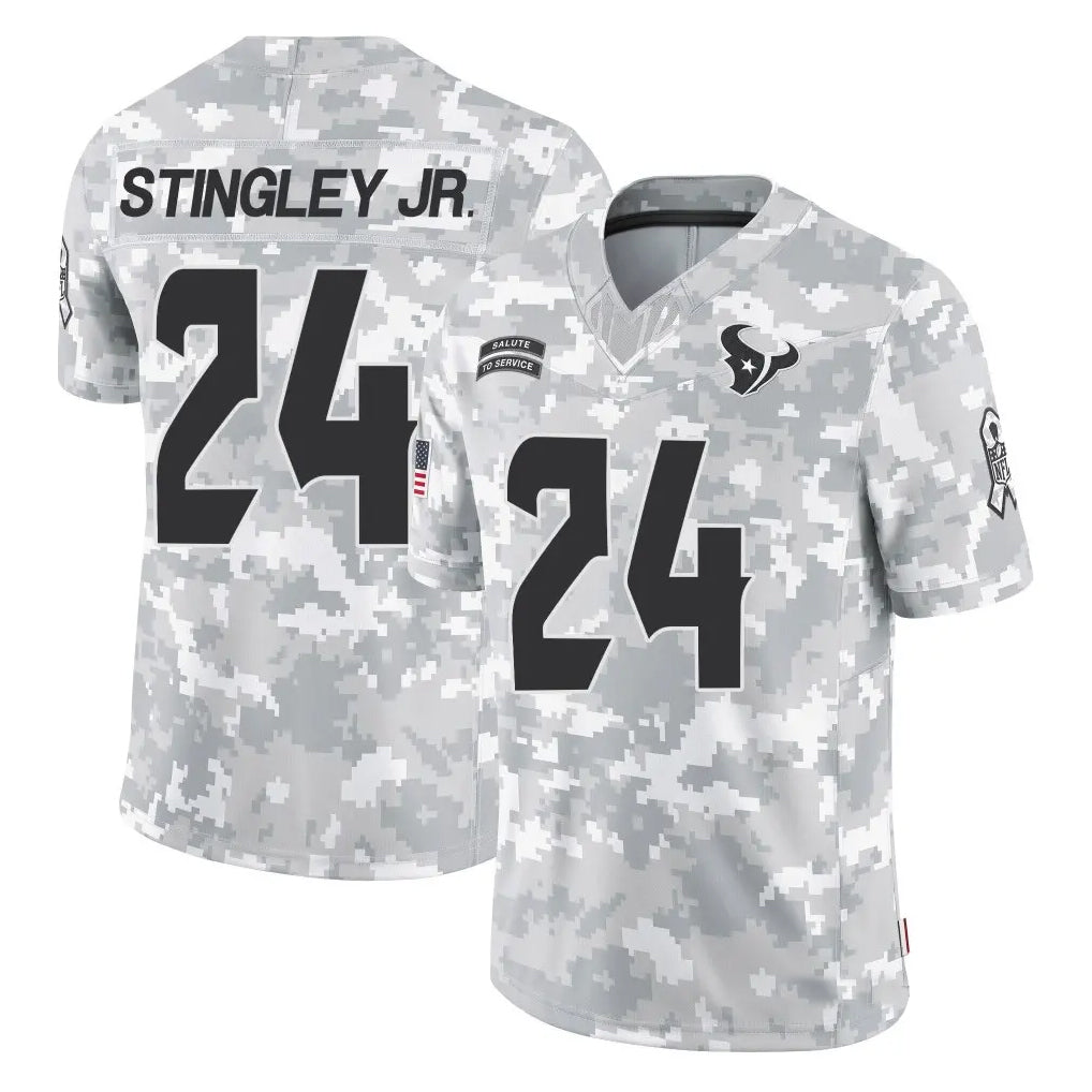 Silnrao H.Texans #24 Derek Stingley Jr. Player Arctic Camo Salute to Service Limited Stitched Jerseys