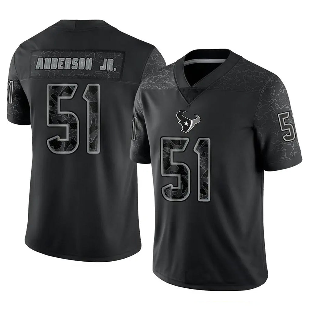 Silnrao H.Texans #51 Will Anderson Jr. Player Black REFLECTIVE Limited Stitched Jerseys
