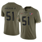 Silnrao H.Texans #51 Will Anderson Jr. Player Salute To Service Olive Stitched Jerseys