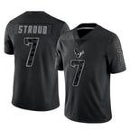 Silnrao H.Texans #7 C.J. Stroud Player Black REFLECTIVE Limited Stitched Jerseys