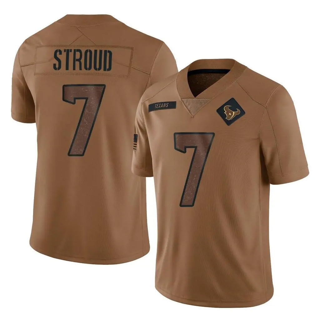 Silnrao H.Texans #7 C.J. Stroud Player Limited Brown Salute To Service Stitched Jerseys