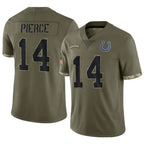 Silnrao IN.Colts #14 Alec Pierce Player Olive Salute To Service Limited Stitched Jerseys