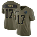 Silnrao IN.Colts #17 Daniel Jones Player Salute to Service Limited Olive Stitched Jerseys