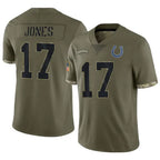 Silnrao IN.Colts #17 Daniel Jones Player Salute to Service Olive Stitched Jerseys