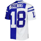 Silnrao IN.Colts #18 Peyton Manning Mitchell & Ness Royal-White Split Legacy Replica Stitched Jerseys