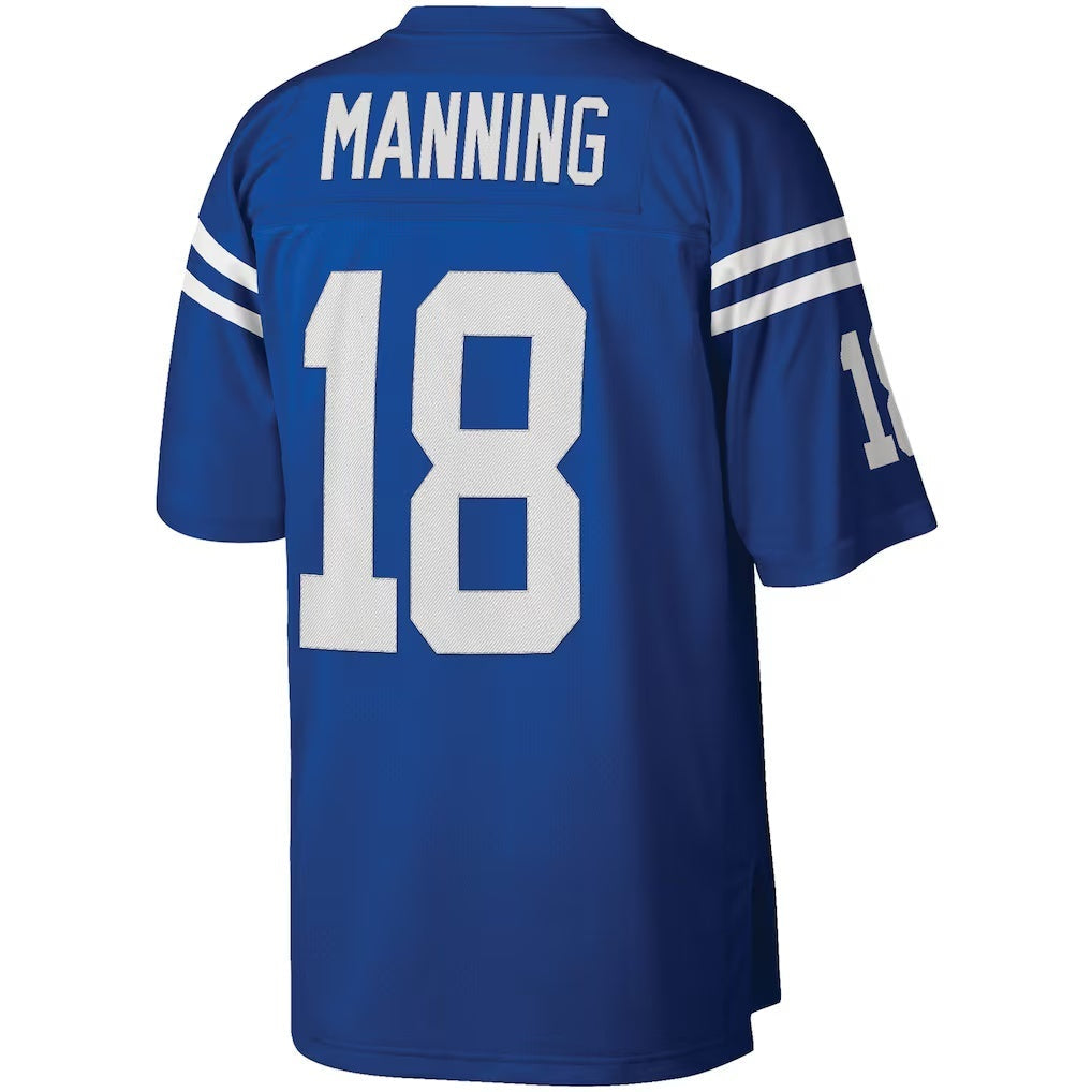 Silnrao IN.Colts #18 Peyton Manning Mitchell & Ness Royal Big & Tall Retired Player Replica Stitched Jerseys