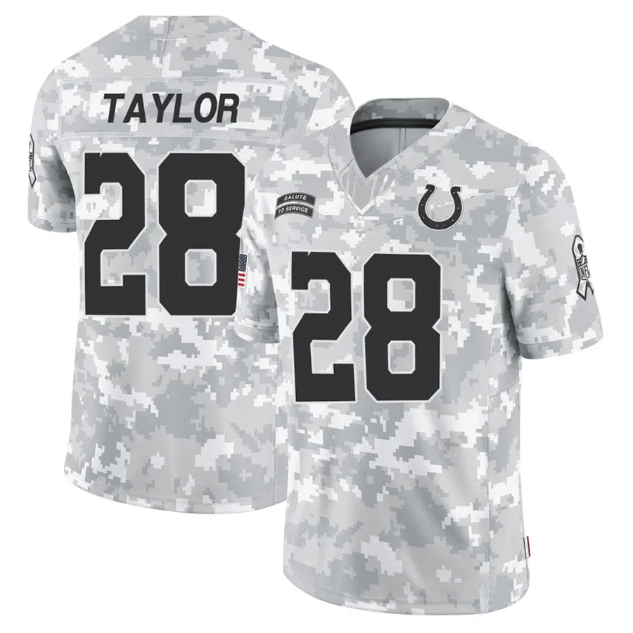 Silnrao IN.Colts #28 Jonathan Taylor Player Arctic Camo Salute to Service Limited Stitched Jerseys