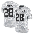 Silnrao IN.Colts #28 Jonathan Taylor Player Arctic Camo Salute to Service Limited Stitched Jerseys