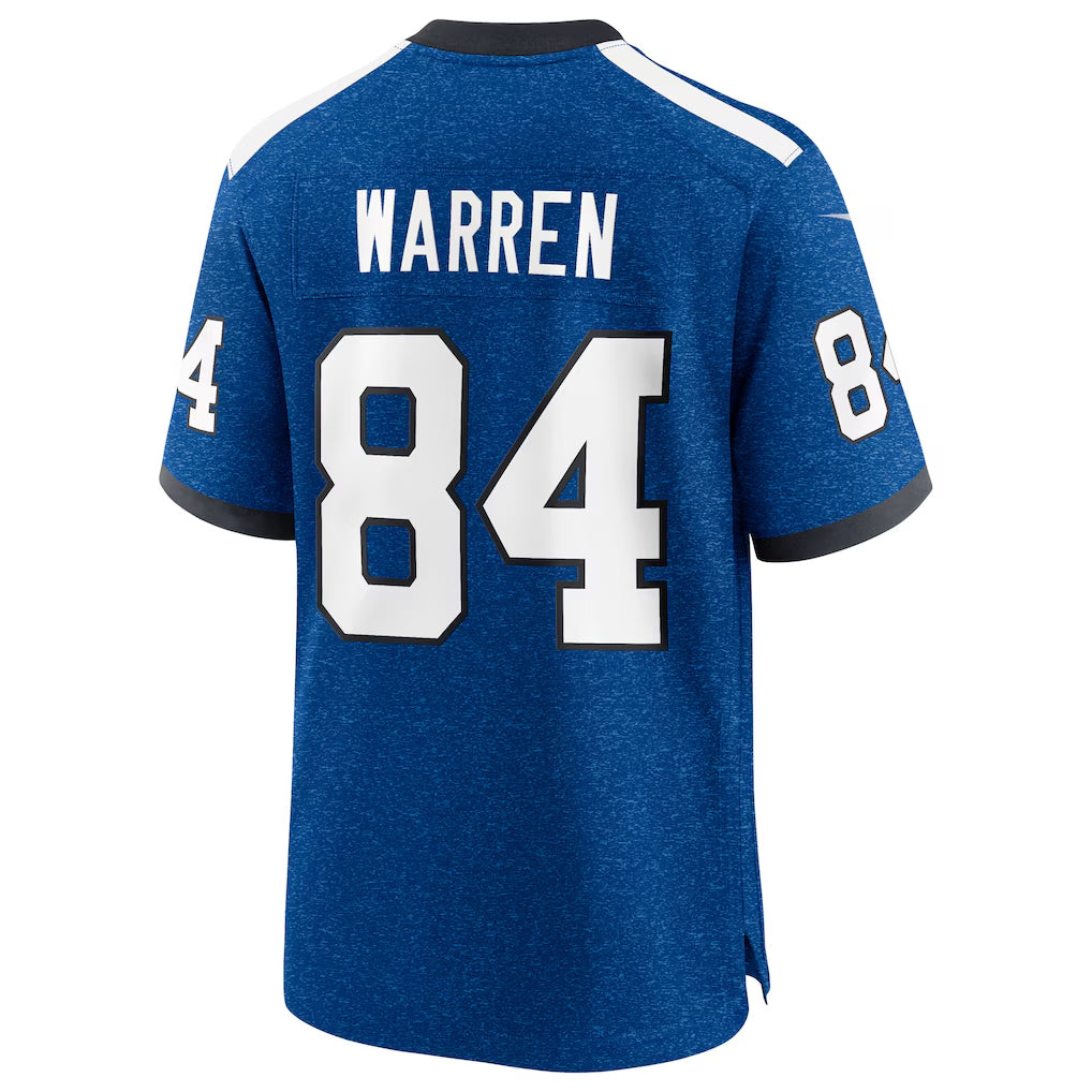 Silnrao IN.Colts #84 Tyler Warren Player Alternate 2 Indiana Nights Royal Stitched Jerseys