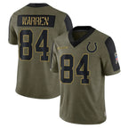 Silnrao IN.Colts #84 Tyler Warren Player Olive Salute To Service Limited Stitched Jerseys