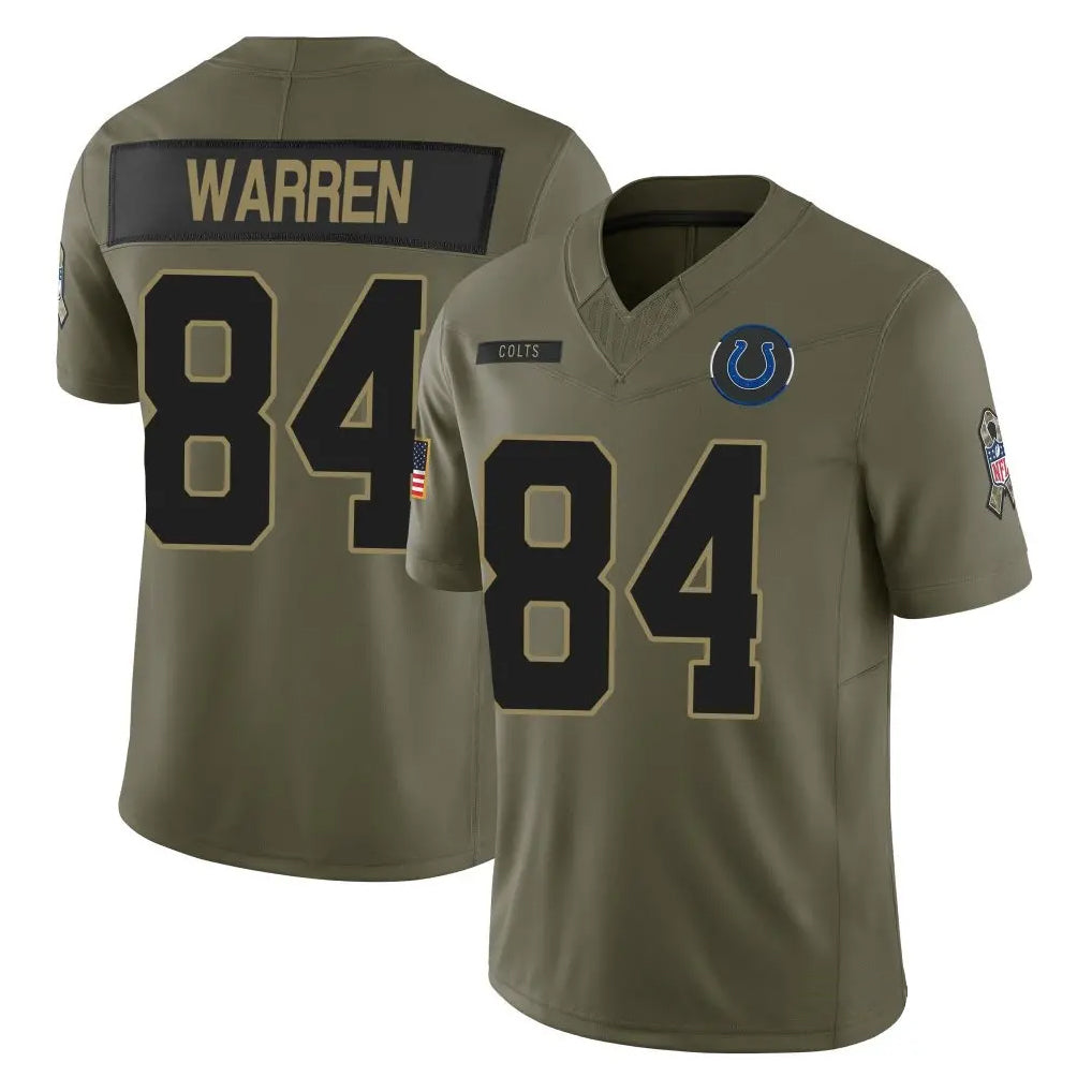 Silnrao IN.Colts #84 Tyler Warren Player Salute To Service Limited Olive Stitched Jerseys