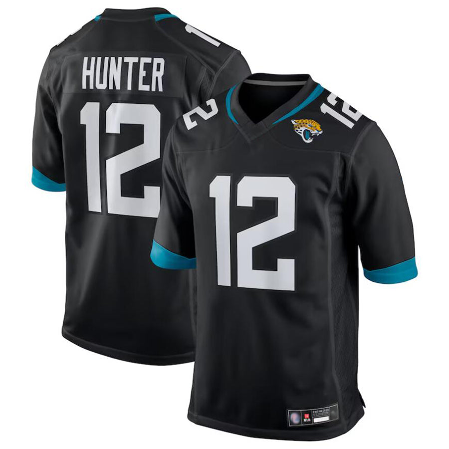 Silnrao J.Jaguars #12 Travis Hunter Player Black Replica Game Stitched Jerseys