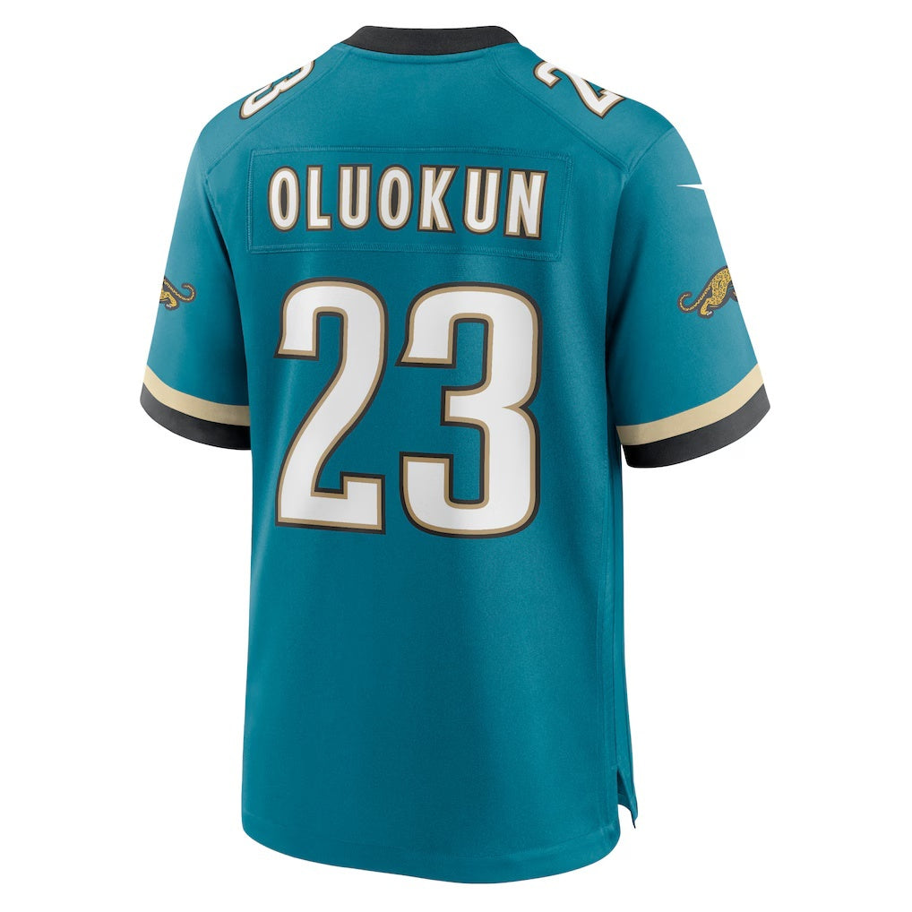 Silnrao J.Jaguars #23 Foye Oluokun Teal Prowler Throwback Player Game Jerseys