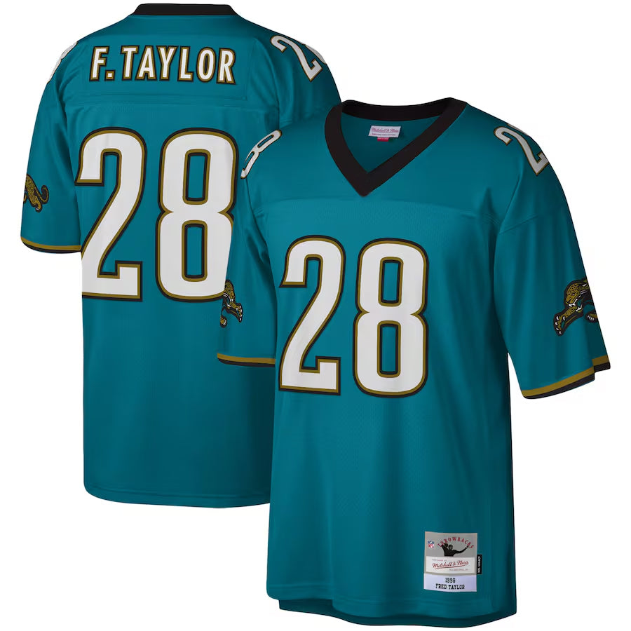 Silnrao J.Jaguars #28 Fred Taylor Player Mitchell & Ness Teal Legacy Replica Stitched Jerseys