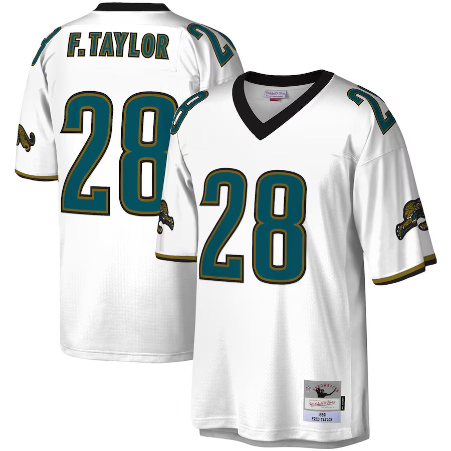 Silnrao J.Jaguars #28 Fred Taylor Player Mitchell & Ness White Legacy Replica Stitched Jerseys