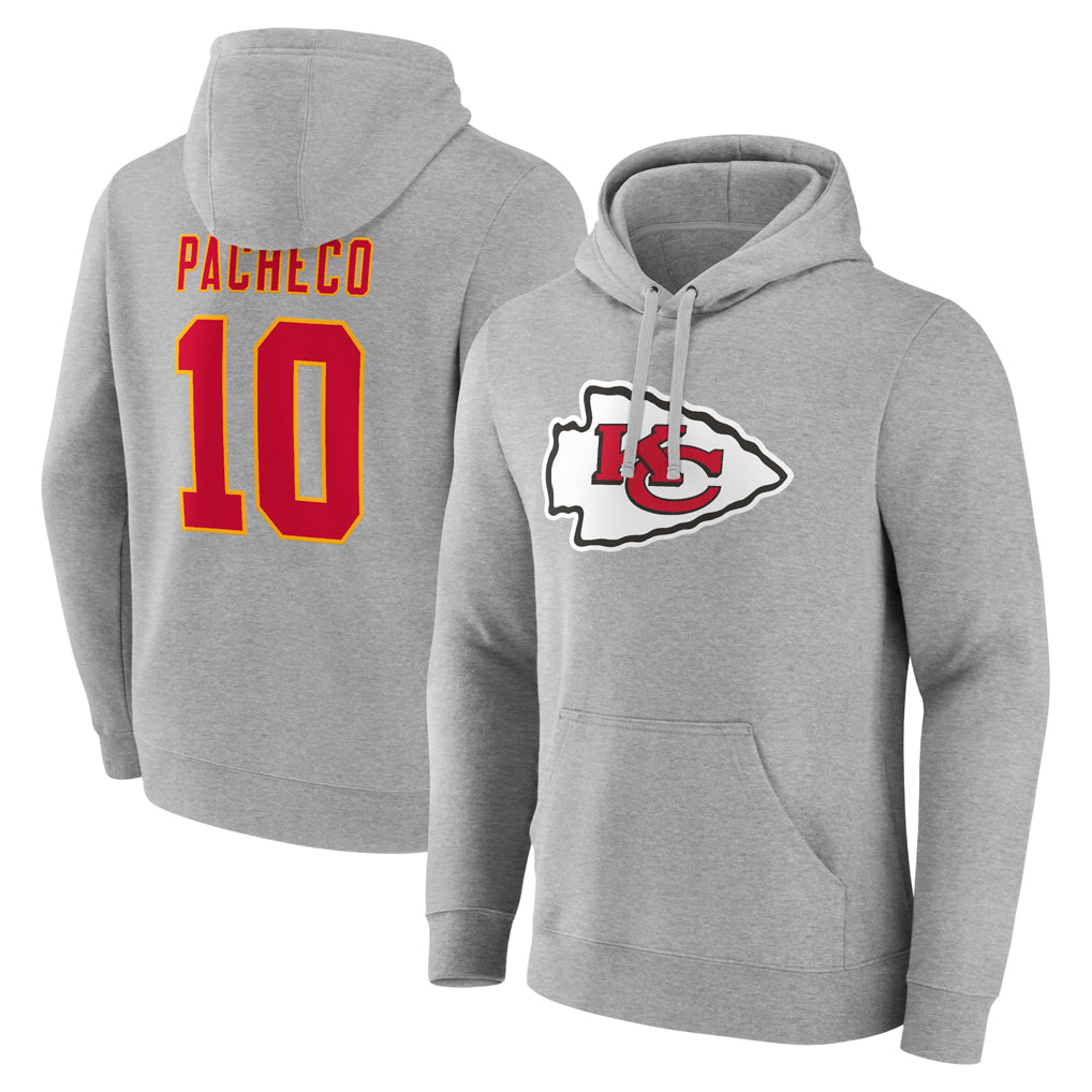 Silnrao KC.Chiefs #10 Isiah Pacheco Player Gray Pullover Hoodies Stitched Jerseys