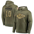 Silnrao KC.Chiefs #10 Isiah Pacheco Player Salute to Service Limited Olive Hoodies Stitched Jerseys