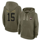 Silnrao KC.Chiefs #15 Patrick Mahomes Player Olive Salute to Service Hoodies Stitched Jerseys