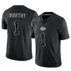 Silnrao KC.Chiefs #1 Xavier Worthy Player Black RFLCTV Limited Stitched Jerseys
