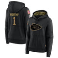 Silnrao KC.Chiefs #1 Xavier Worthy Player Black Salute to Service Hoodies Stitched Jerseys