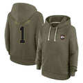 Silnrao KC.Chiefs #1 Xavier Worthy Player Olive Salute to Service Hoodies Stitched Jerseys