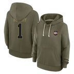 Silnrao KC.Chiefs #1 Xavier Worthy Player Olive Salute to Service Hoodies Stitched Jerseys