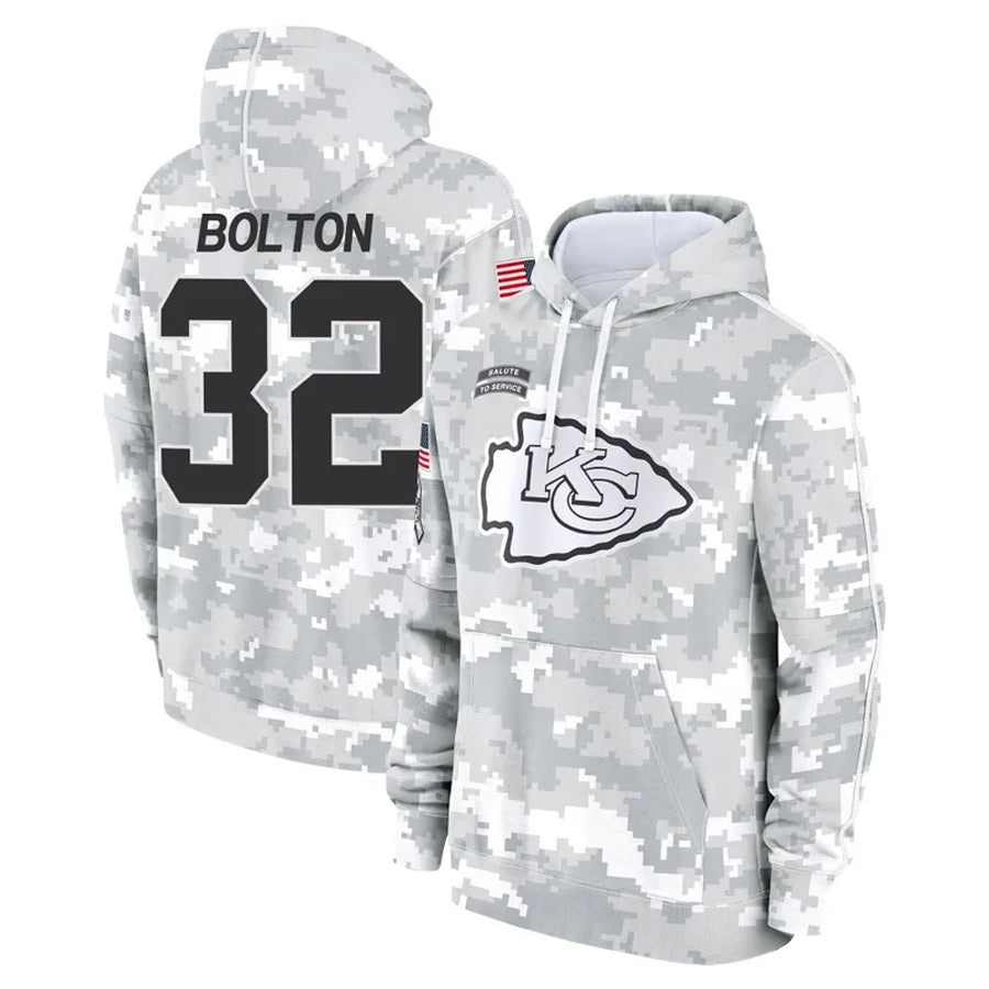 Silnrao KC.Chiefs #32 Nick Bolton Player Salute to Service Hoodies Stitched Jerseys