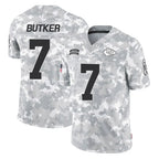 Silnrao KC.Chiefs #7 Harrison Butker Player Limited Arctic Camo Salute to Service Stitched Jerseys