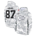 Silnrao KC.Chiefs #87 Travis Kelce Player Arctic Camo Salute to Service Hoodies Stitched Jerseys