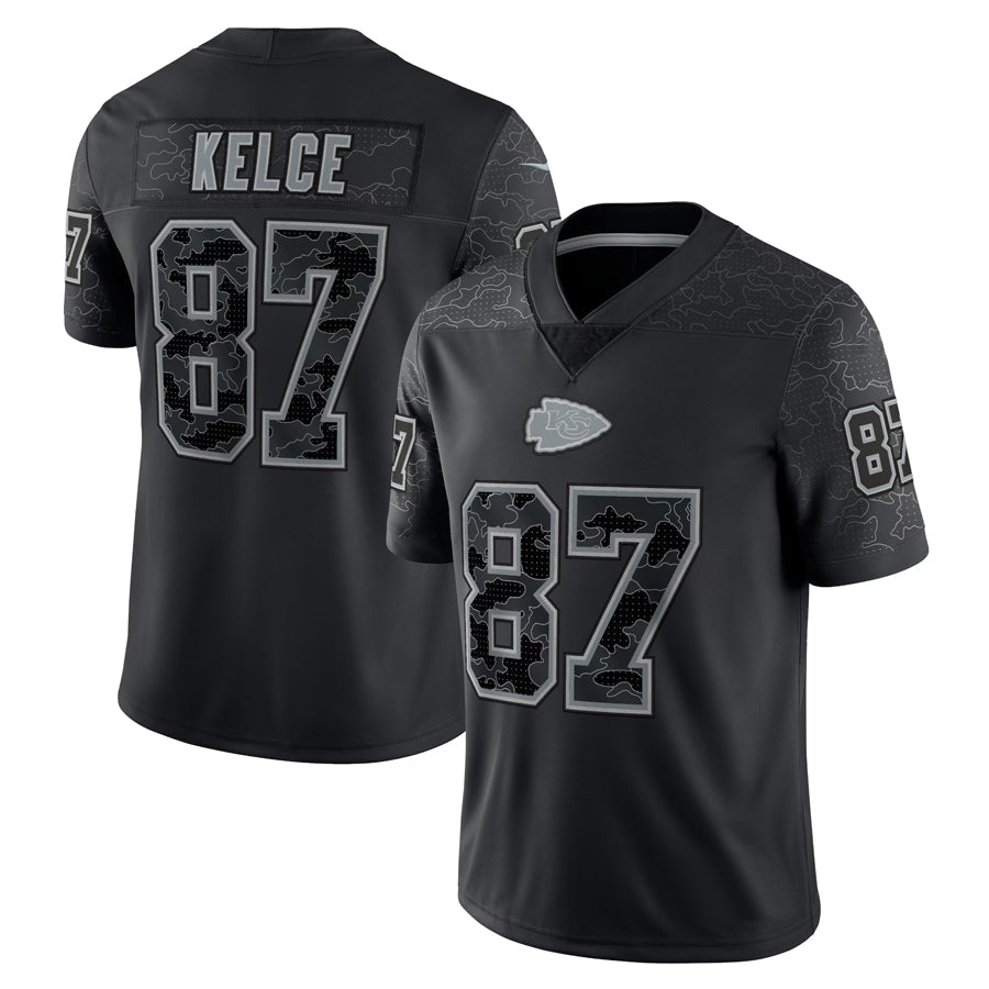 Silnrao KC.Chiefs #87 Travis Kelce Player Black RFLCTV Limited Stitched Jerseys