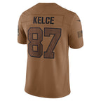 Silnrao KC.Chiefs #87 Travis Kelce Player Brown Salute To Service Limited Stitched Jerseys