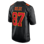 Silnrao KC.Chiefs #87 Travis Kelce Player Carbon Black Fashion Game Stitched Jerseys