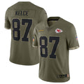Silnrao KC.Chiefs #87 Travis Kelce Player Olive Salute To Service Stitched Jerseys