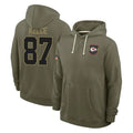 Silnrao KC.Chiefs #87 Travis Kelce Player Olive Salute to Service Hoodies Stitched Jerseys