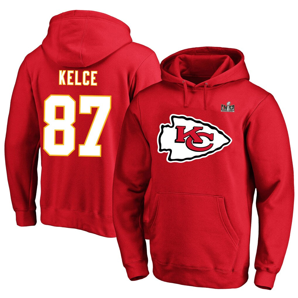 Silnrao KC.Chiefs #87 Travis Kelce Player Red Pullover Hoodies Stitched Jerseys