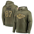 Silnrao KC.Chiefs #87 Travis Kelce Player Salute to Service Limited Olive Hoodies Stitched Jerseys