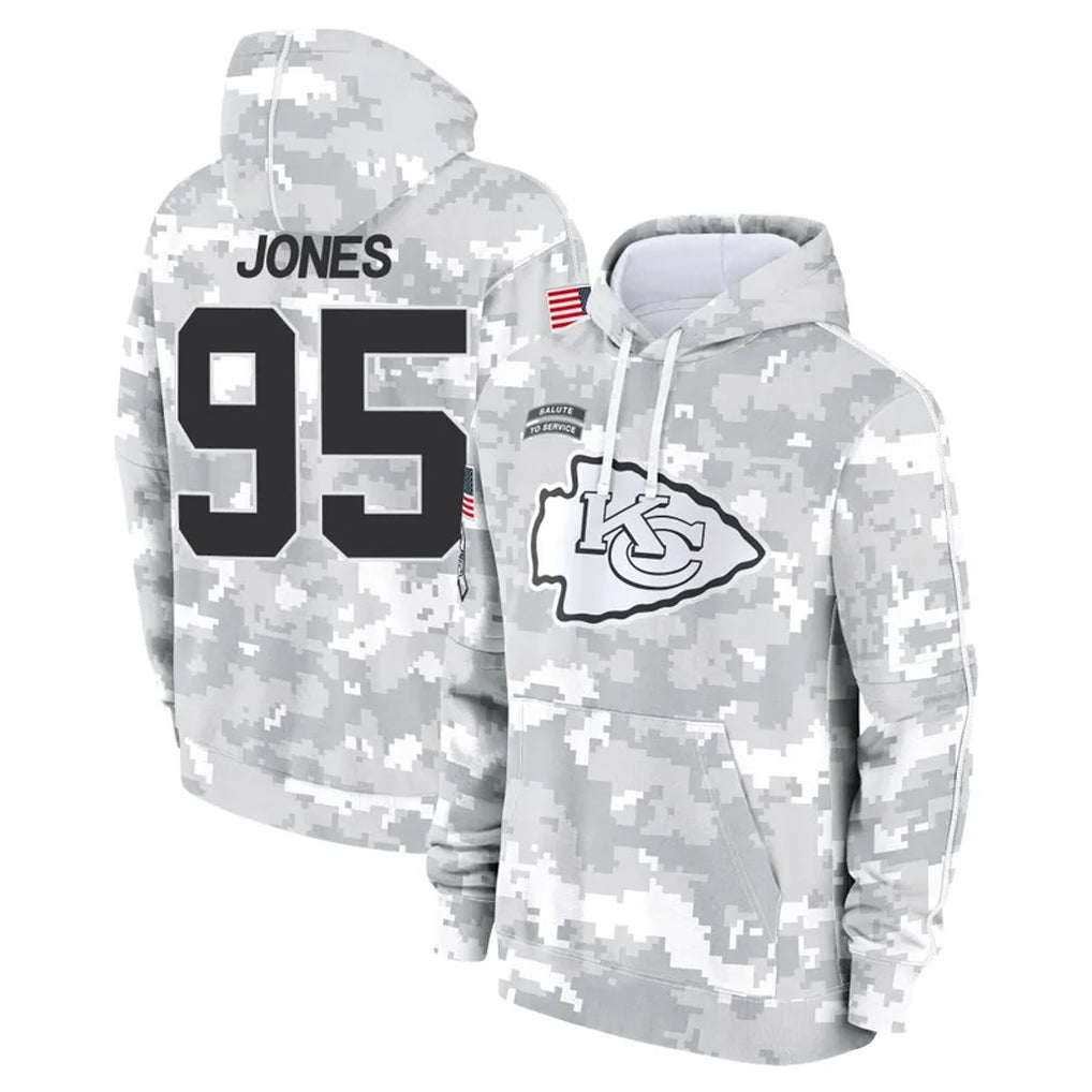 Silnrao KC.Chiefs #95 Chris Jones Player Arctic Camo Salute to Service Hoodies Stitched Jerseys
