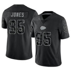 Silnrao KC.Chiefs #95 Chris Jones Player Black RFLCTV Limited Stitched Jerseys